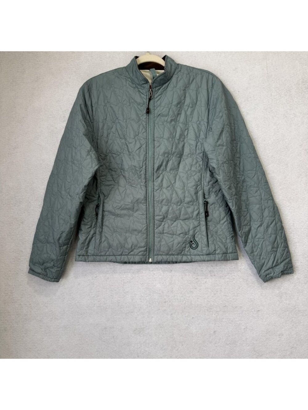 ISIS Jacket Womens 10 Green Quilted Nylon Zip Insulated Lightweight Collared